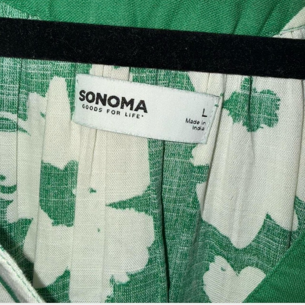 🌿 Sonoma Goods for Life Green Floral Button-Front Dress – Women’s Large - Picture 3 of 5